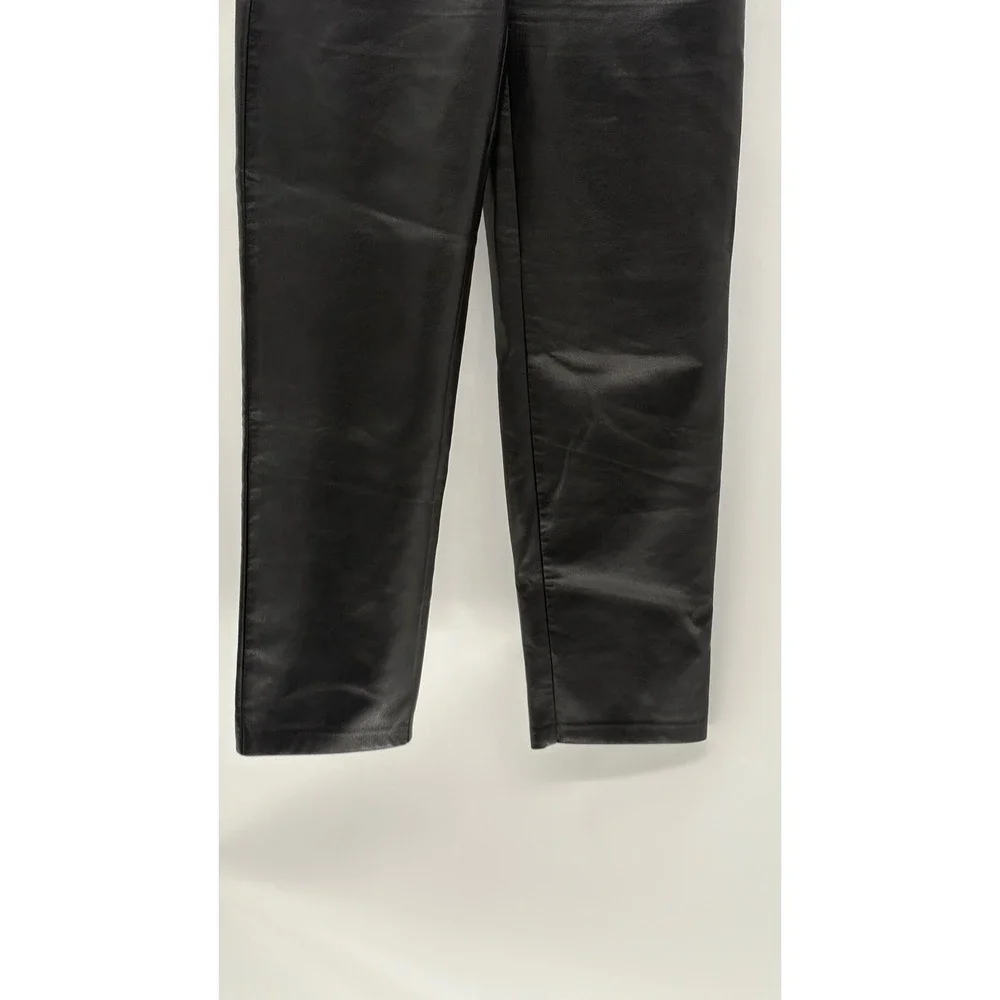 Wilfred Pants Faux Leather Women Size 4 Black High Rise Straight Leg‎